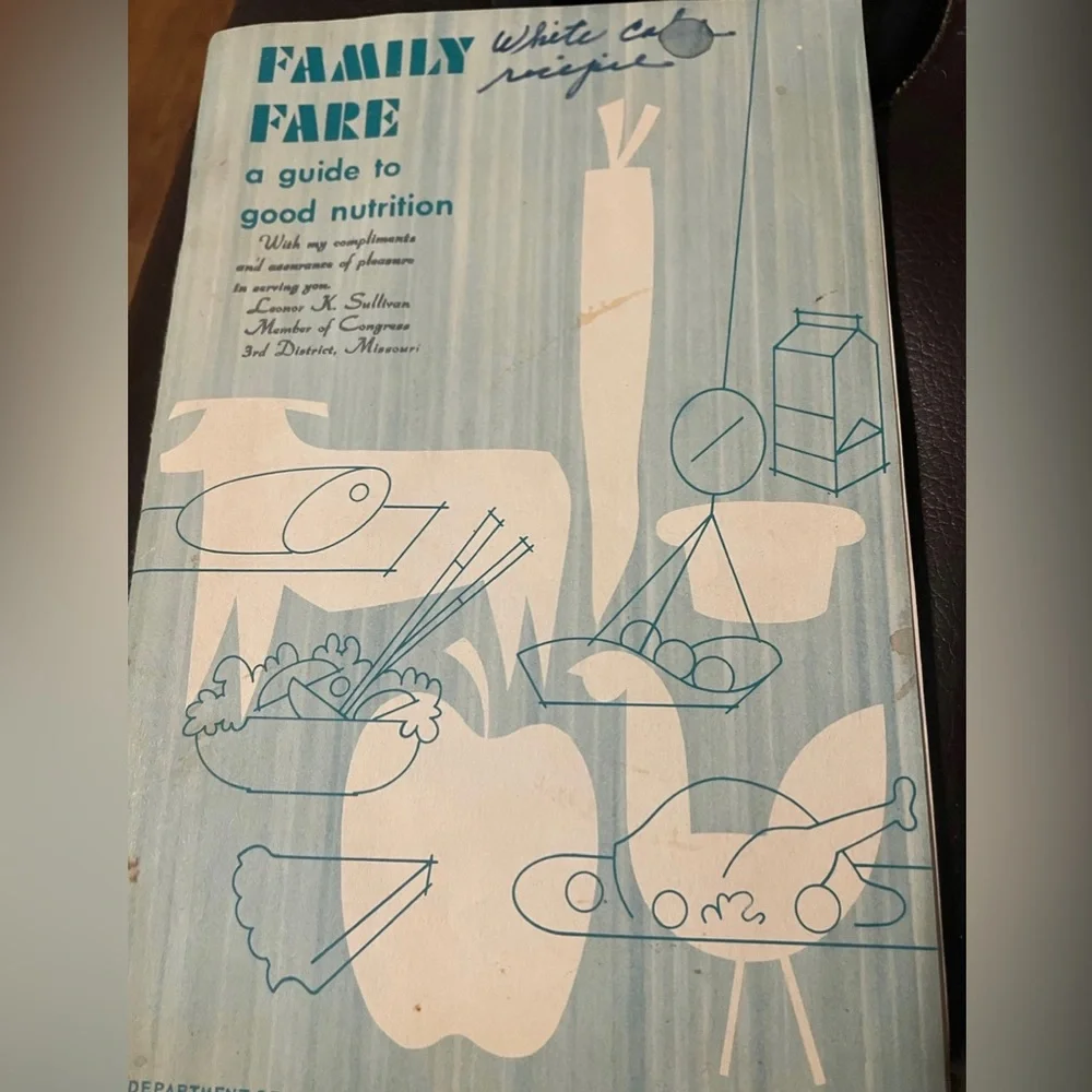 Vintage usda nutrition cookbook save money w/ original letter from Congress